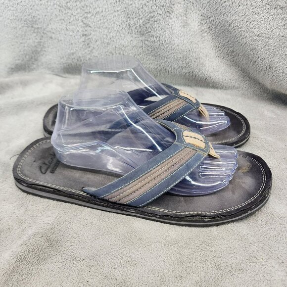 Clarks Shoes Mens Size 11 Gray Slip On Flip Flop Thong Sandals - Picture 3 of 9